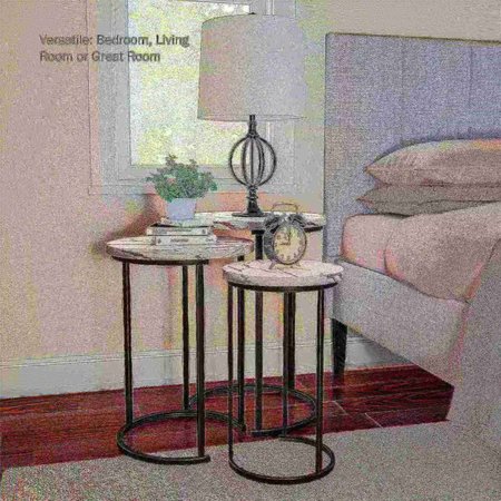Hastings Home Set of 3 Round Nesting Tables, White 627948ZOS